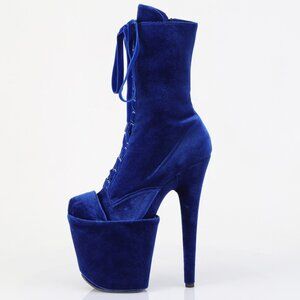 Platform Velvet High Heel Lace Up Ankle Boots